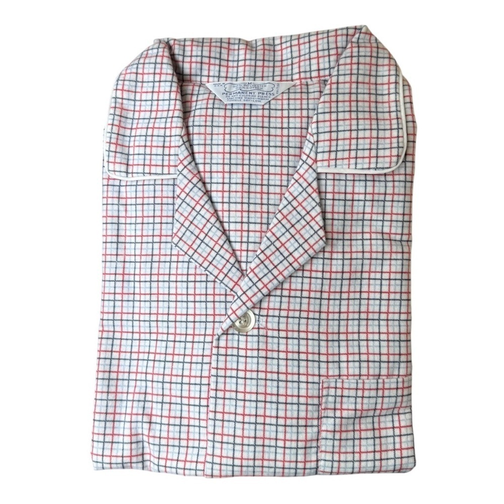 Vintage Permanent Press Flannel Button Up Pajama Shirt Men Medium NWT Plaid